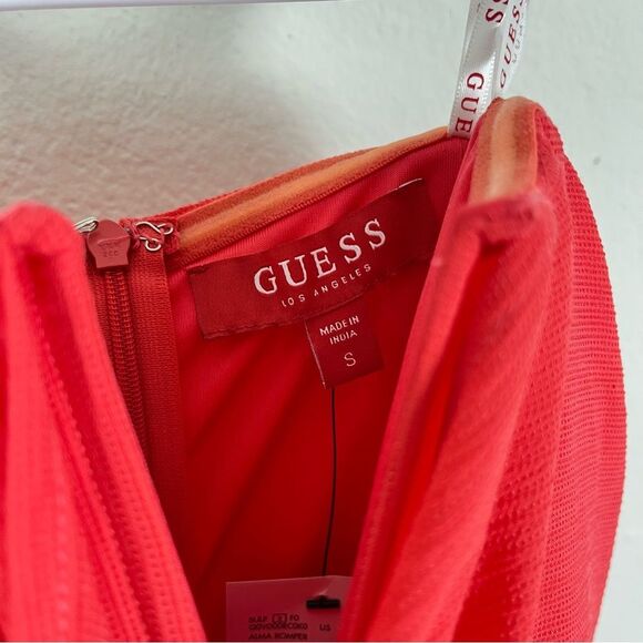 Guess Hot Pink Strapless Tie Front Romper- Size Small- NWTs - Picture 3 of 5